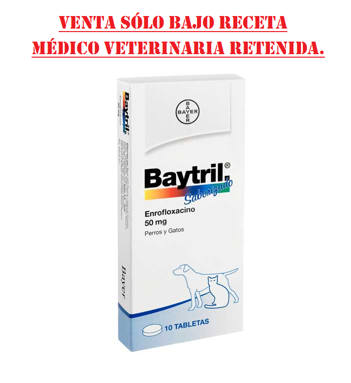 Baytril 50 mg (VENTA BAJO RECETA MÉDICO VETERINARIA RETENIDA)